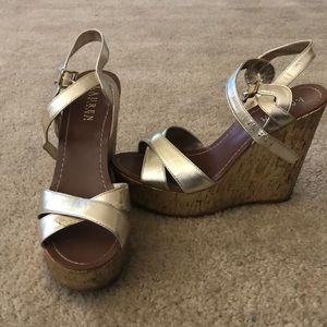 Gold Ralph Lauren Wedges sz 9